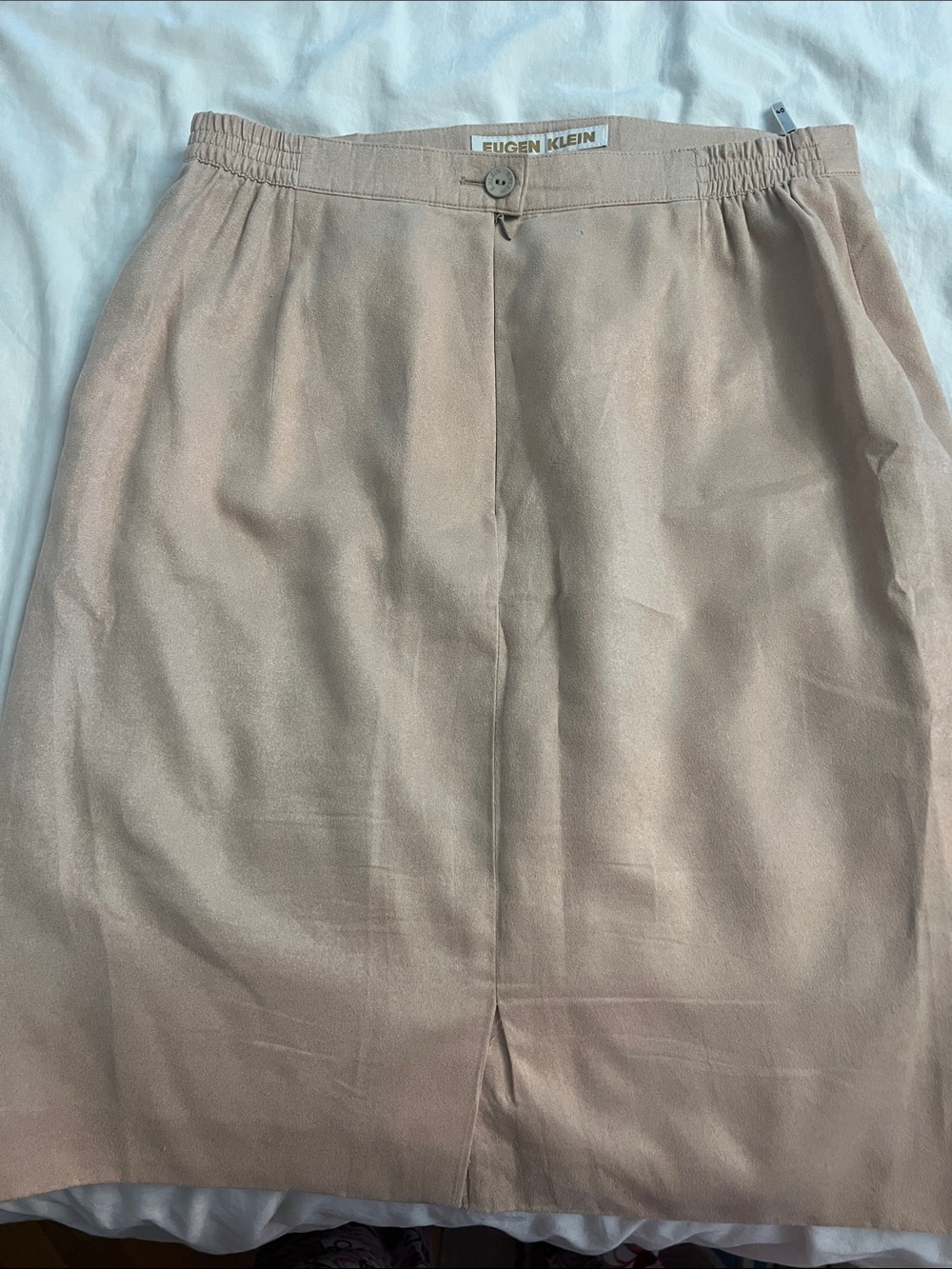 Neutral Beige Suede Pencil Skirt